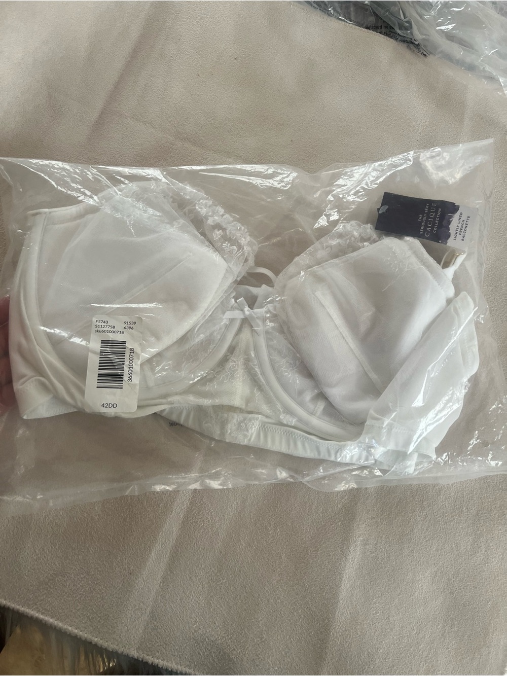 Cacique White Lace-Trim Underwire Bra